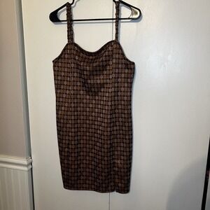 Hippie Rose 70s Flower Child Mini Dress XL Brown Boho Indie Sleaze Juniors